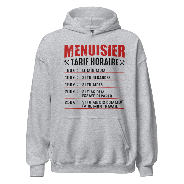 SWEAT À CAPUCHE MENUISIER TARIF HORAIRE